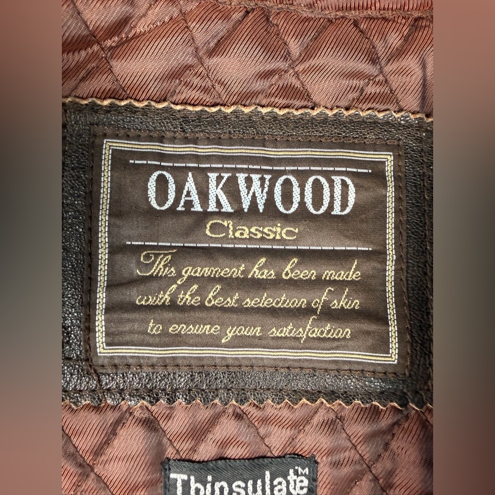 Oakwood Classic Men’s Genuine Leather Coat Brown Thinsulate Large – Vintage - Picture 16 of 17